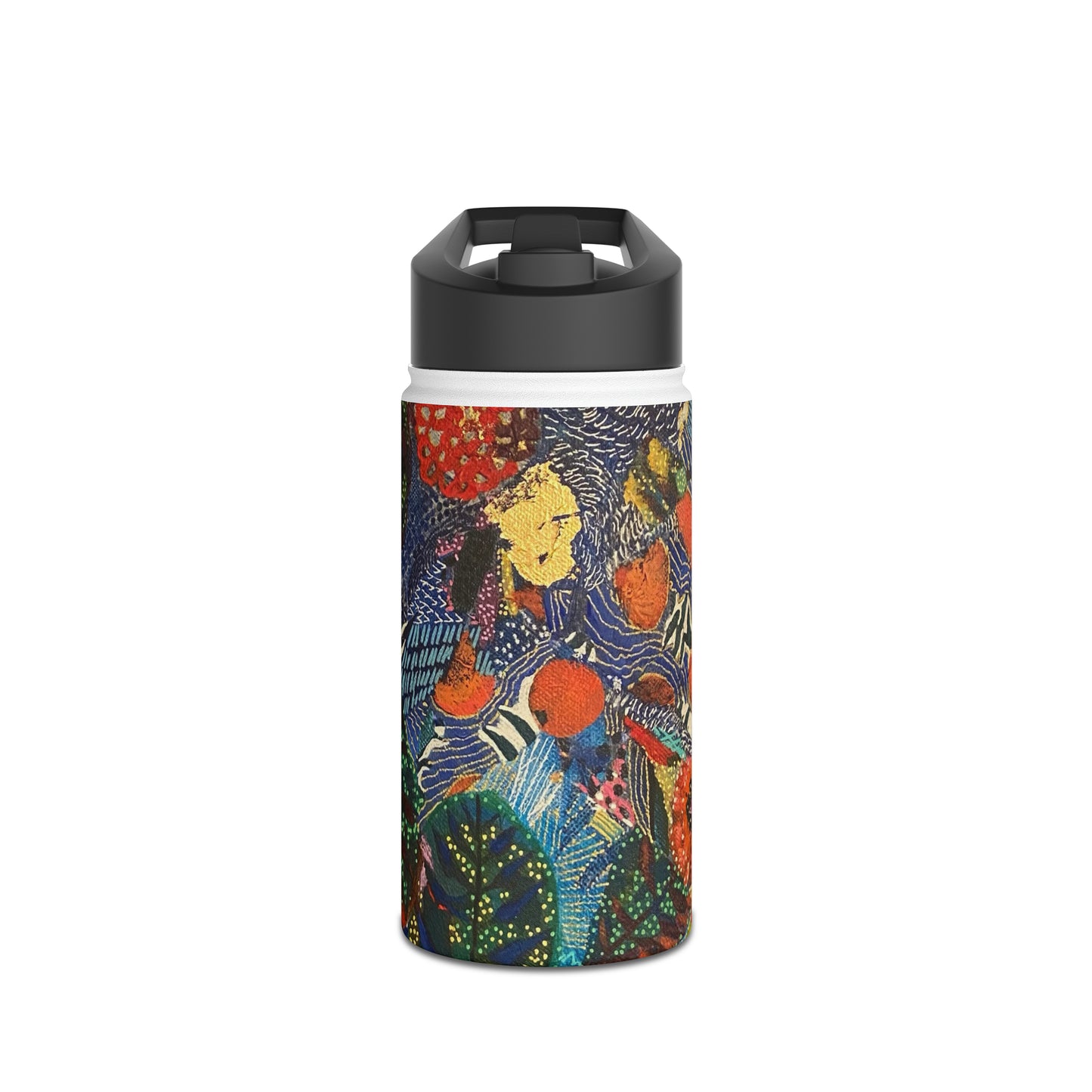 Stainless Steel Water Bottle, Leafy Collage
