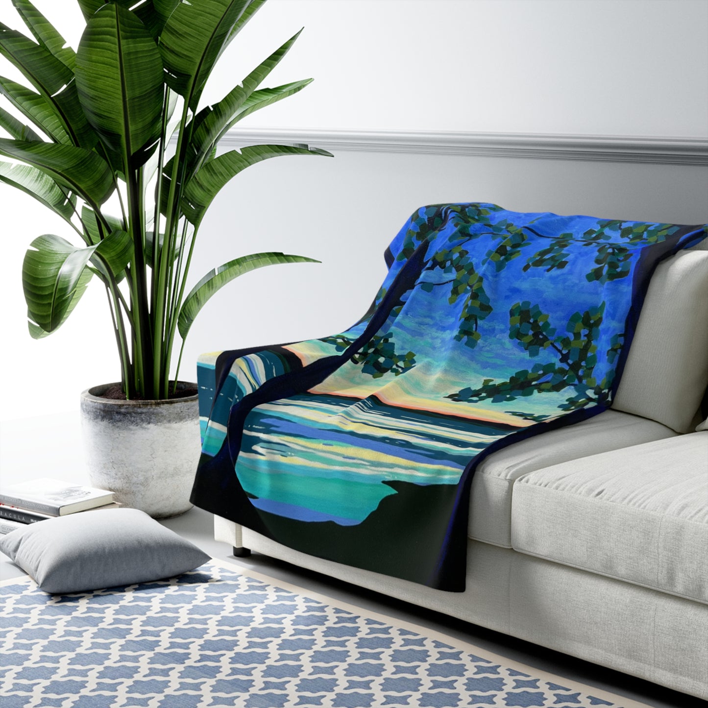 Night On The River Sherpa Blanket