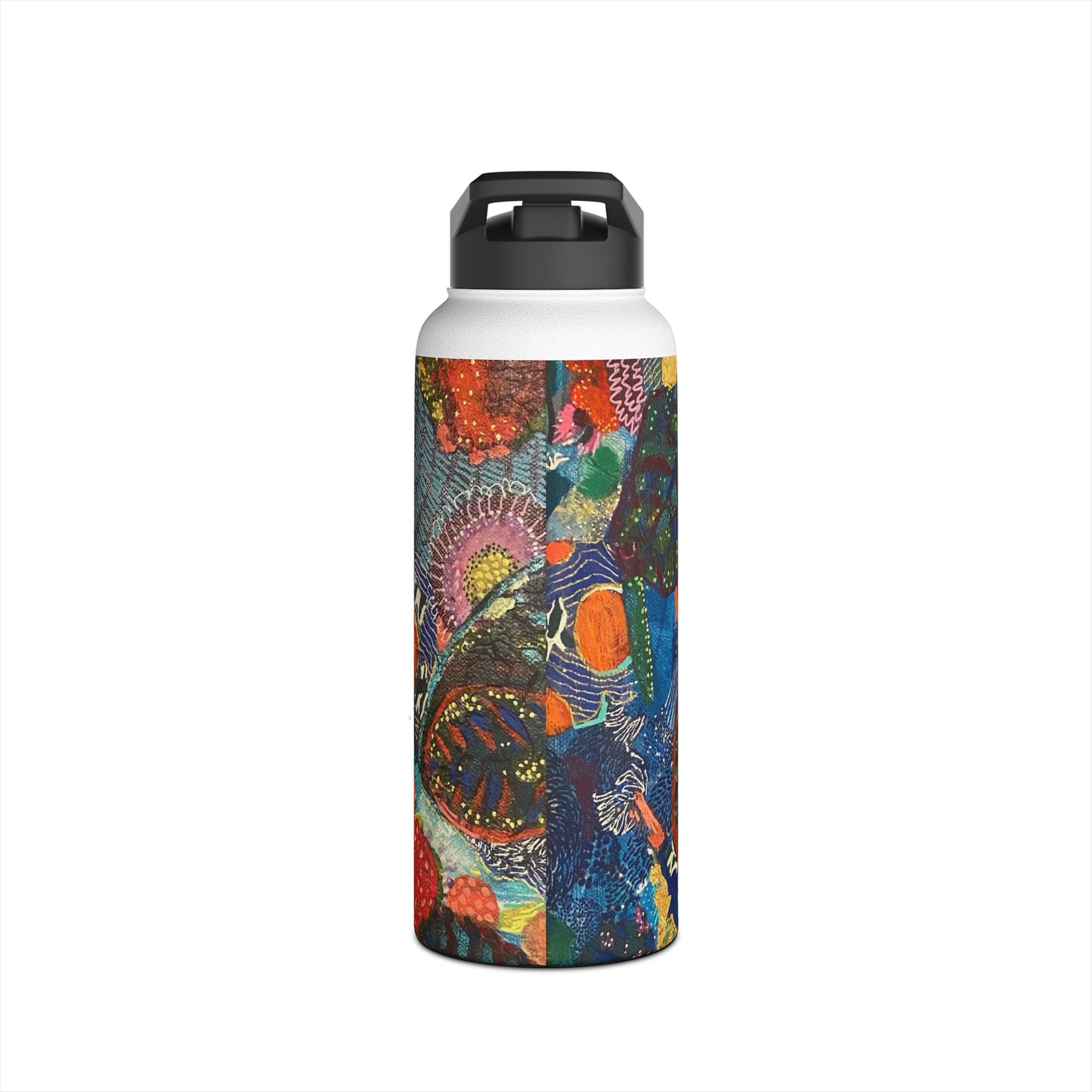 Stainless Steel Water Bottle, Leafy Collage