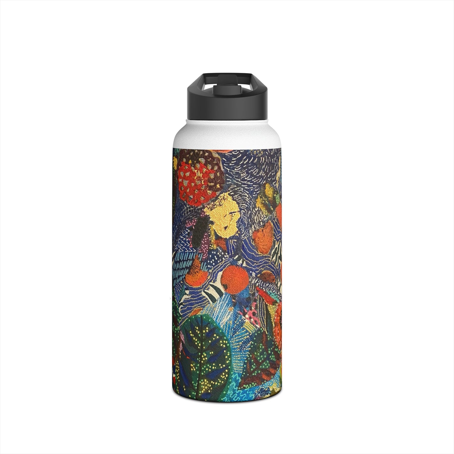 Stainless Steel Water Bottle, Leafy Collage