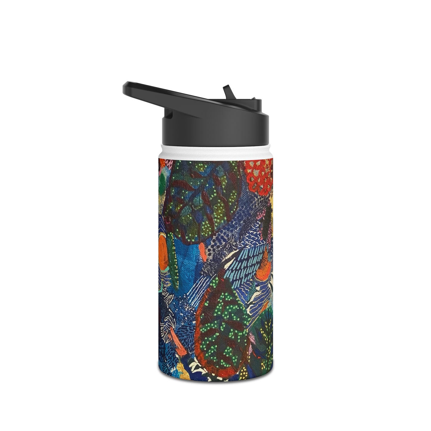 Stainless Steel Water Bottle, Leafy Collage