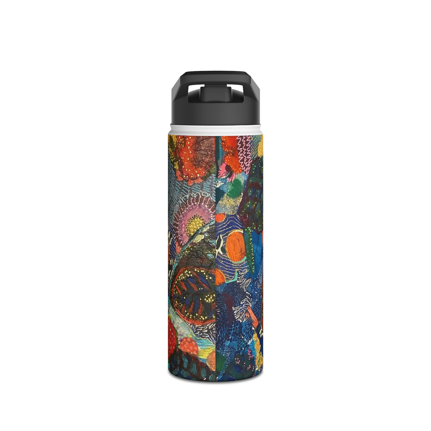 Stainless Steel Water Bottle, Leafy Collage