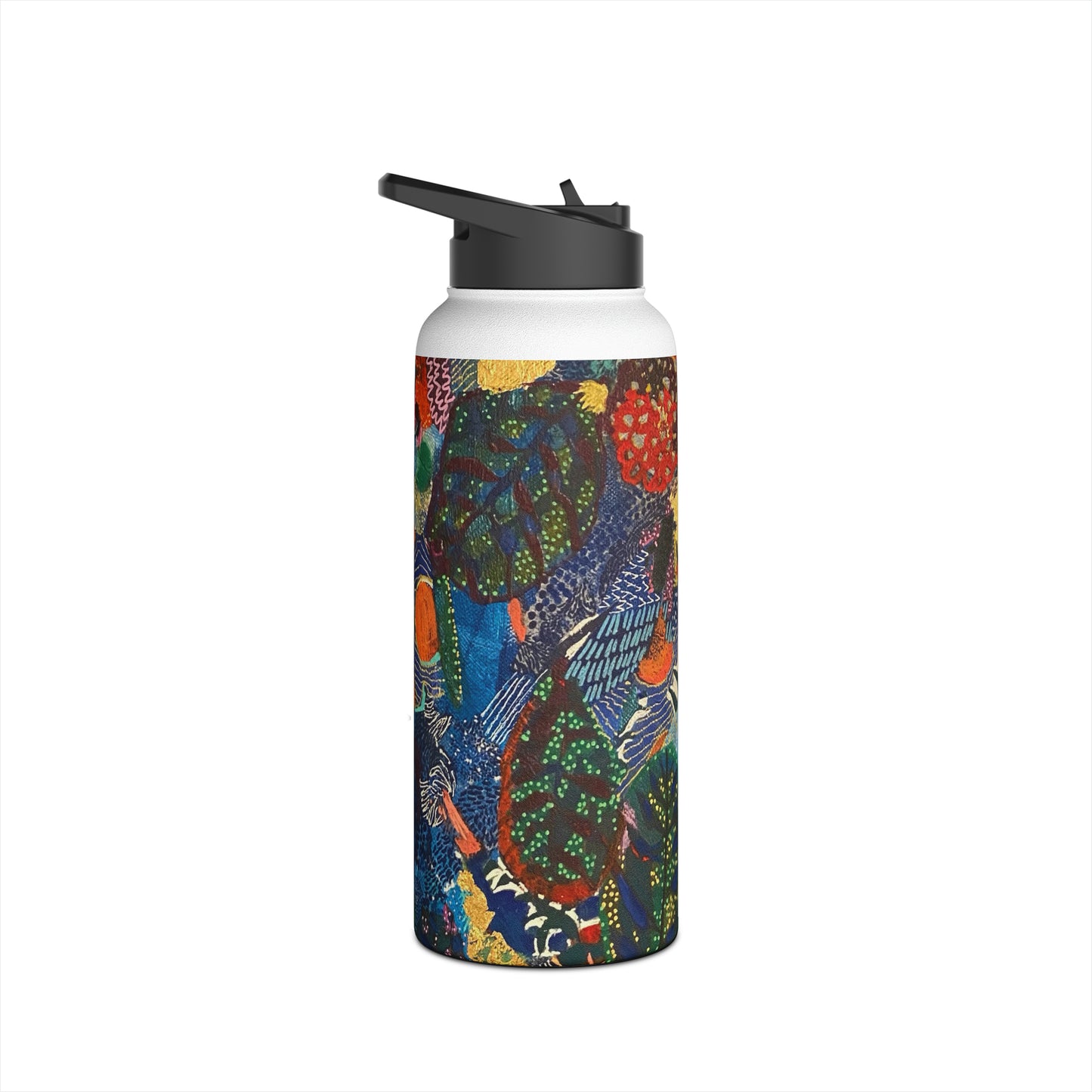 Stainless Steel Water Bottle, Leafy Collage