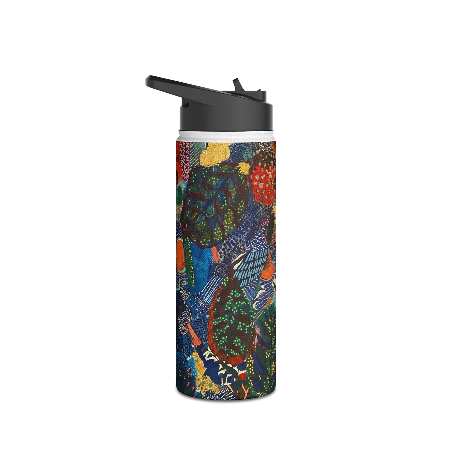 Stainless Steel Water Bottle, Leafy Collage