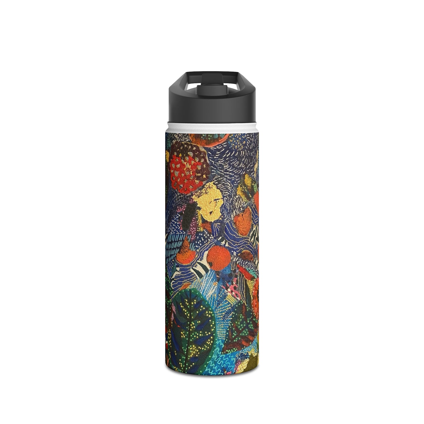 Stainless Steel Water Bottle, Leafy Collage